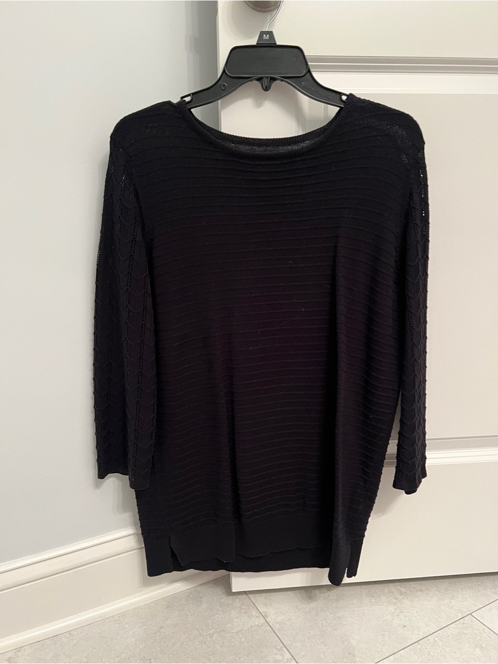Kim Rogers Black Knit Pullover with Openwork Sleeves Size Small
